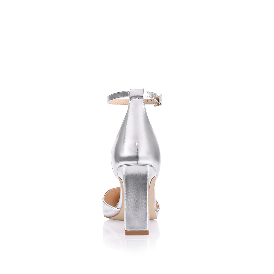 Silver block heel closed toe shoes online