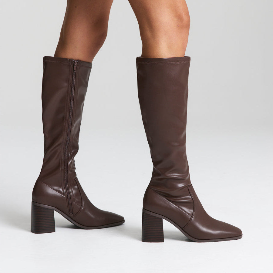 Liza Knee High Boots - Chocolate Brown – Verali Shoes
