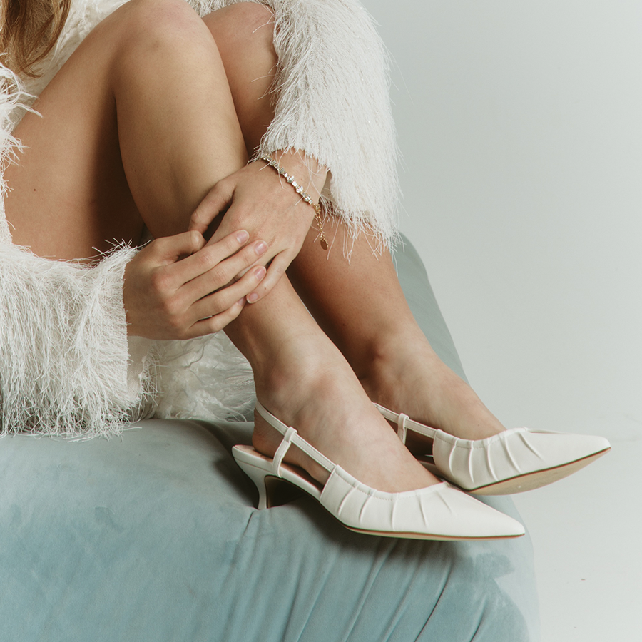 Lucius Slingback Kitten Heels - Chalk White