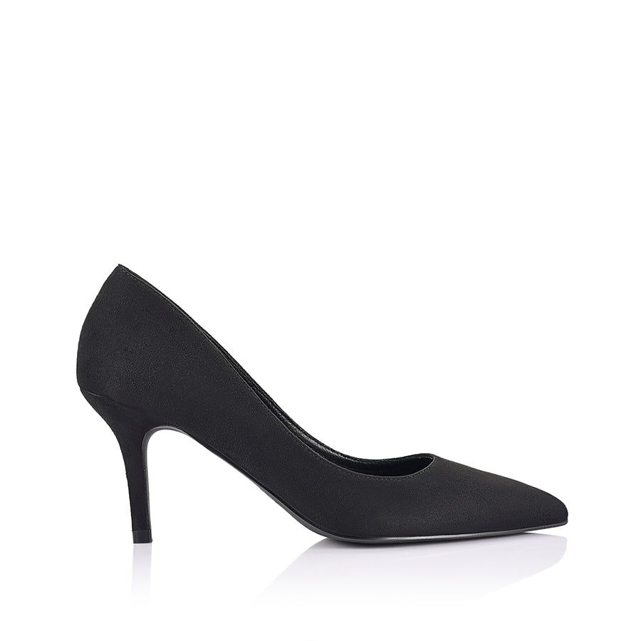Black high-heeled shoe with micro fabric