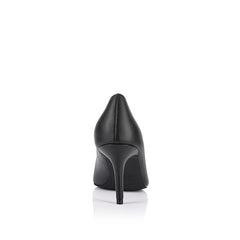 Black high-heeled shoe with smooth upper