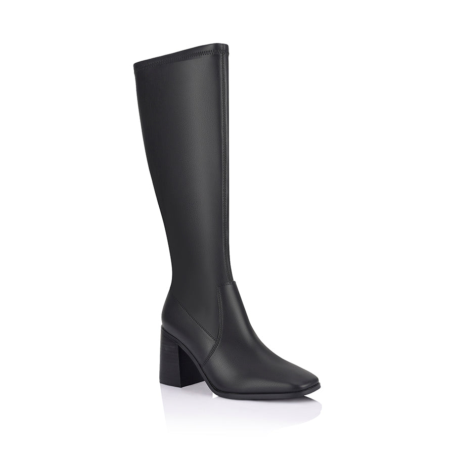 Black knee high boot with zip closure