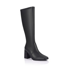 Black knee high boot with zip closure