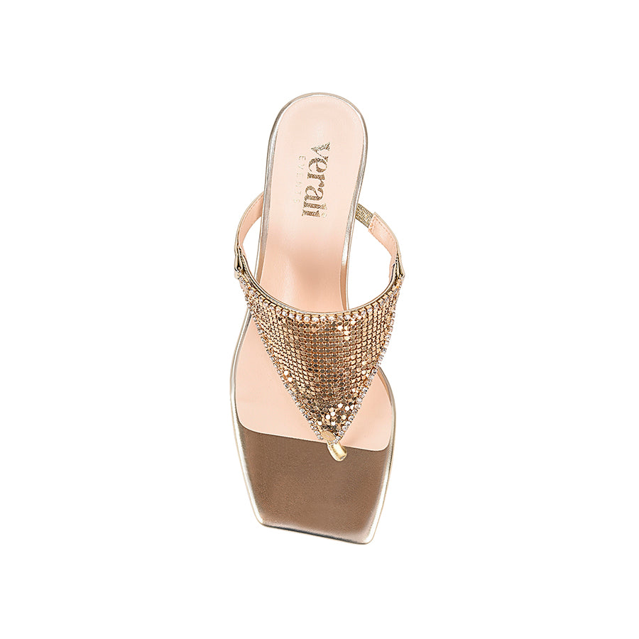 Mackenzie Kitten Heel Thongs - Champagne Gold