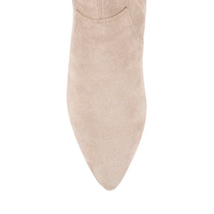Women's stone beige microsuede high heel knee high boots