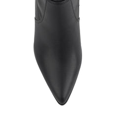 Black knee-high boot on a mid block heel