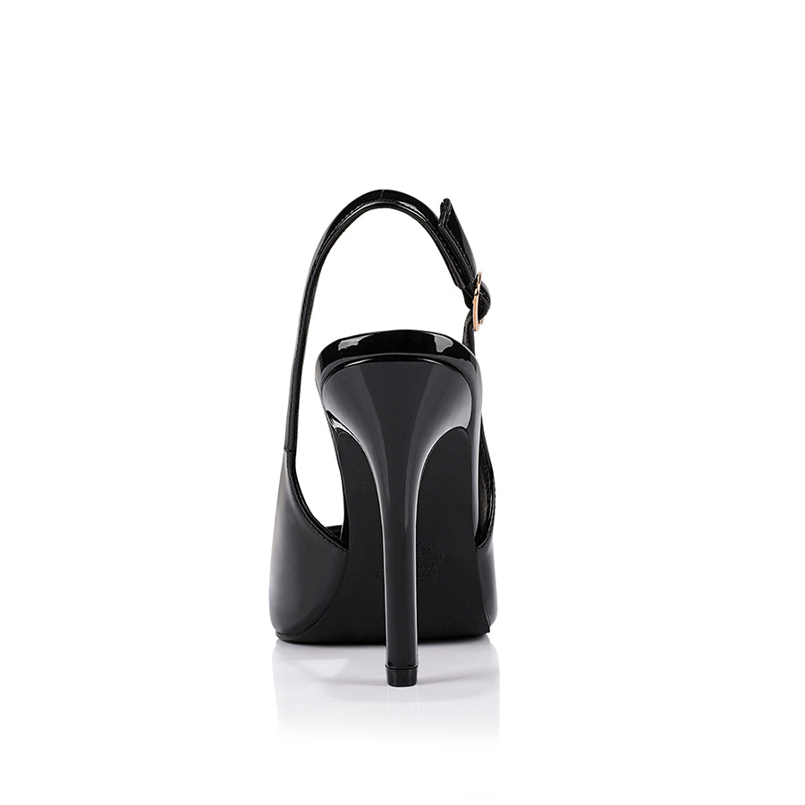 Miller Sling Back Stilettos - Black Patent