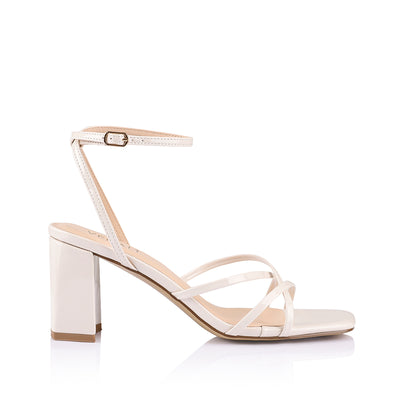 Nakita Block Heel Sandals Bone Patent Verali Shoes
