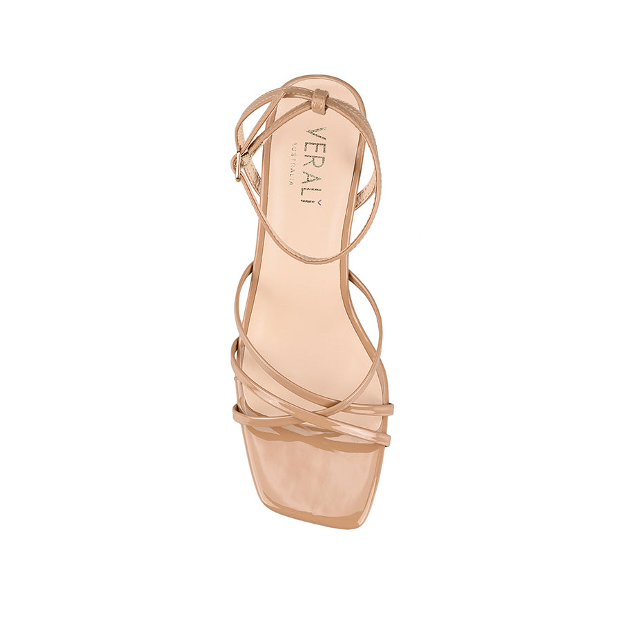 Nakita Block Heel Sandals - Dark Camel Patent