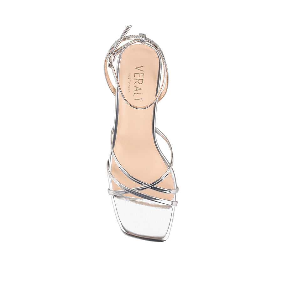 Nakita Block Heel Sandals - Silver Mirror