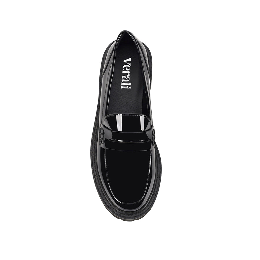 Neon Chunky Loafers - Black Patent