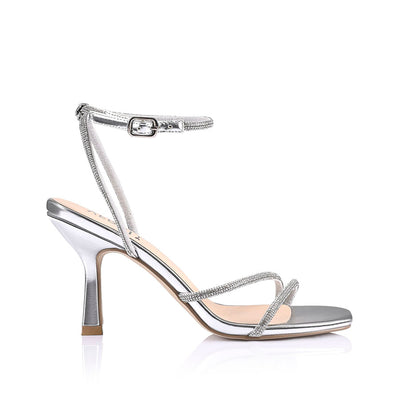 Silver hot sale strappy wedges