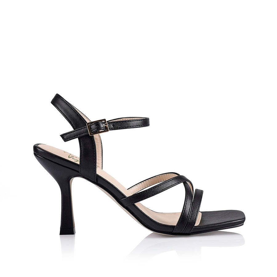 Persimmon Strappy Sandals - Black Smooth