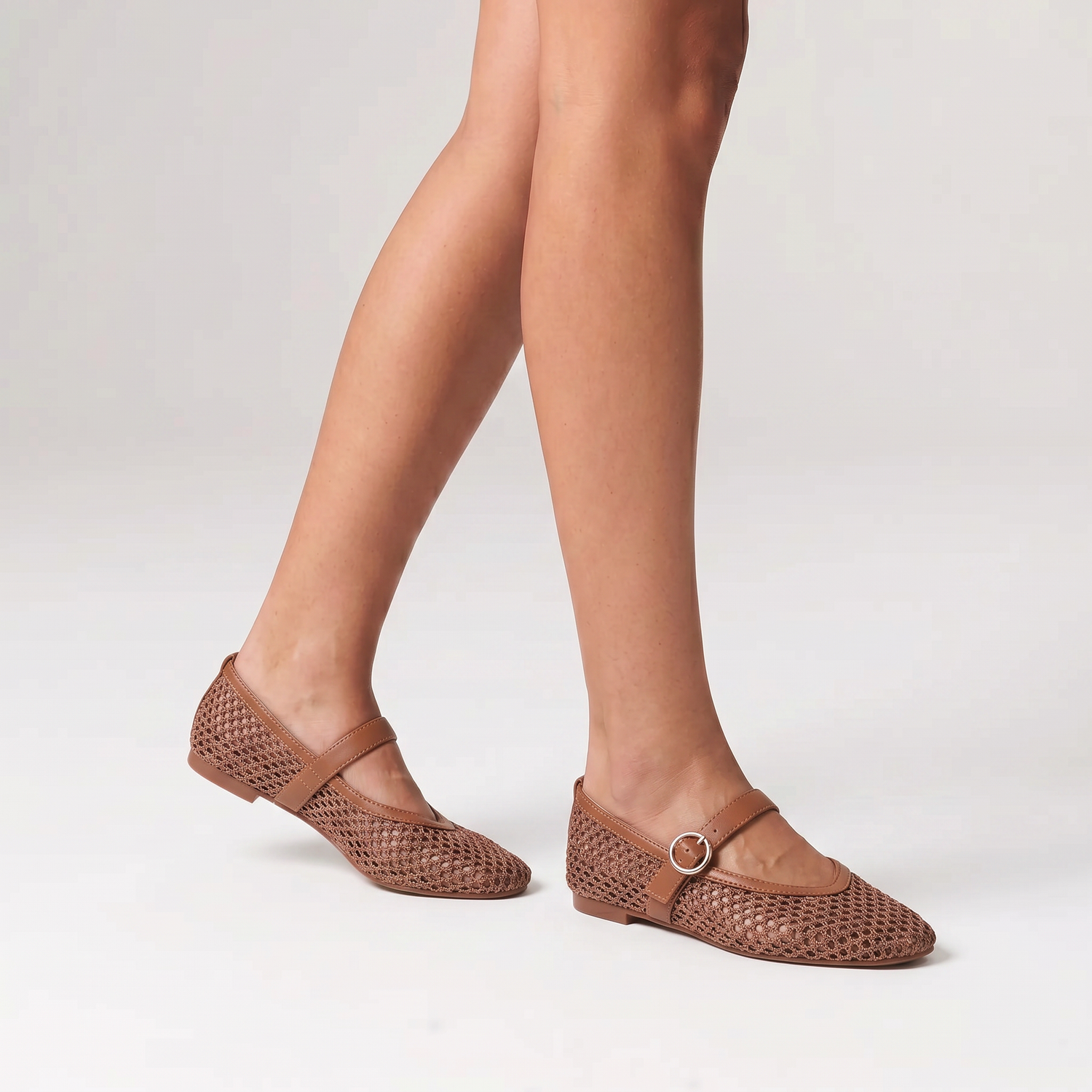 Eunice Mary-Jane Flats - Dark Camel Tan