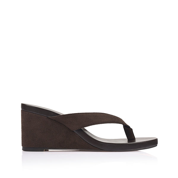 Polly Thong Wedges - Chocolate Brown Micro 36