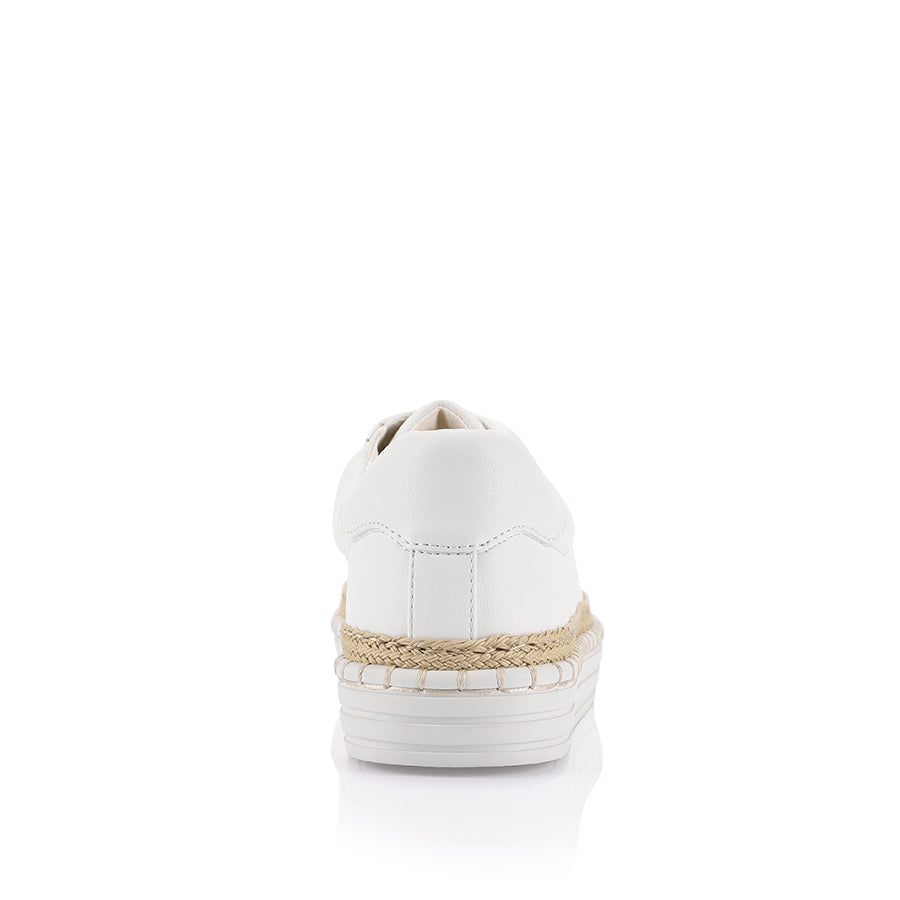 Women's white vegan leather lace up espadrille platform sneaker white