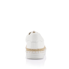 Women's white vegan leather lace up espadrille platform sneaker white