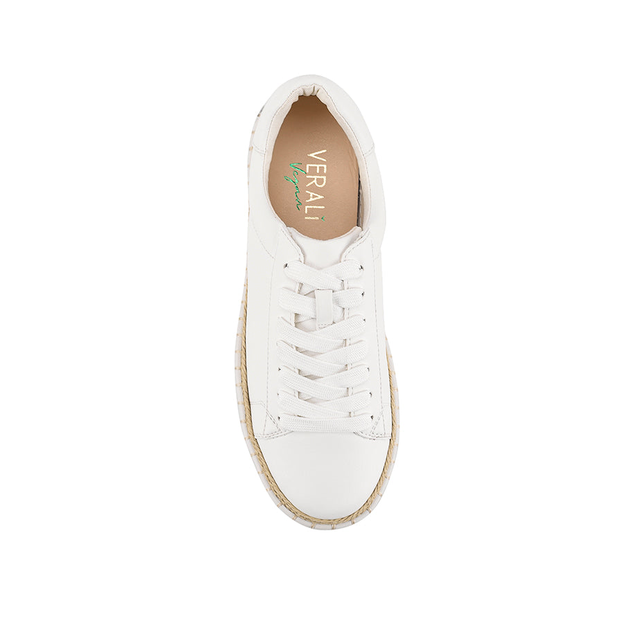 Women's white vegan leather lace up espadrille platform sneaker white