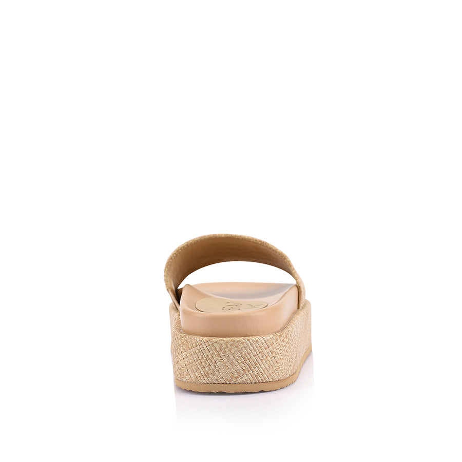 Romy Flatform Slides - Natural Raffia – Verali Shoes