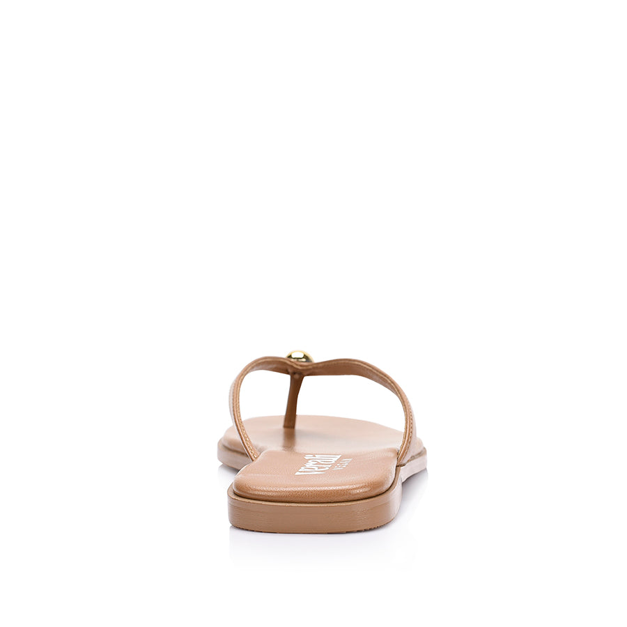 Sassy Casual Thongs - Dark Camel Tan