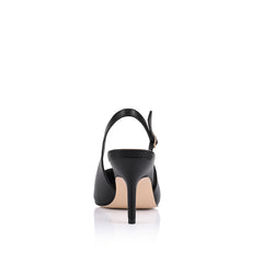 Women's black slingback stiletto heel with pointed toe