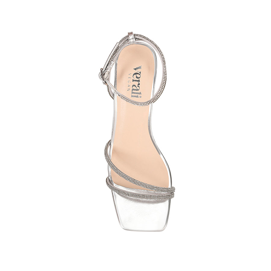 Strawberry Block Heel Sandals - Silver