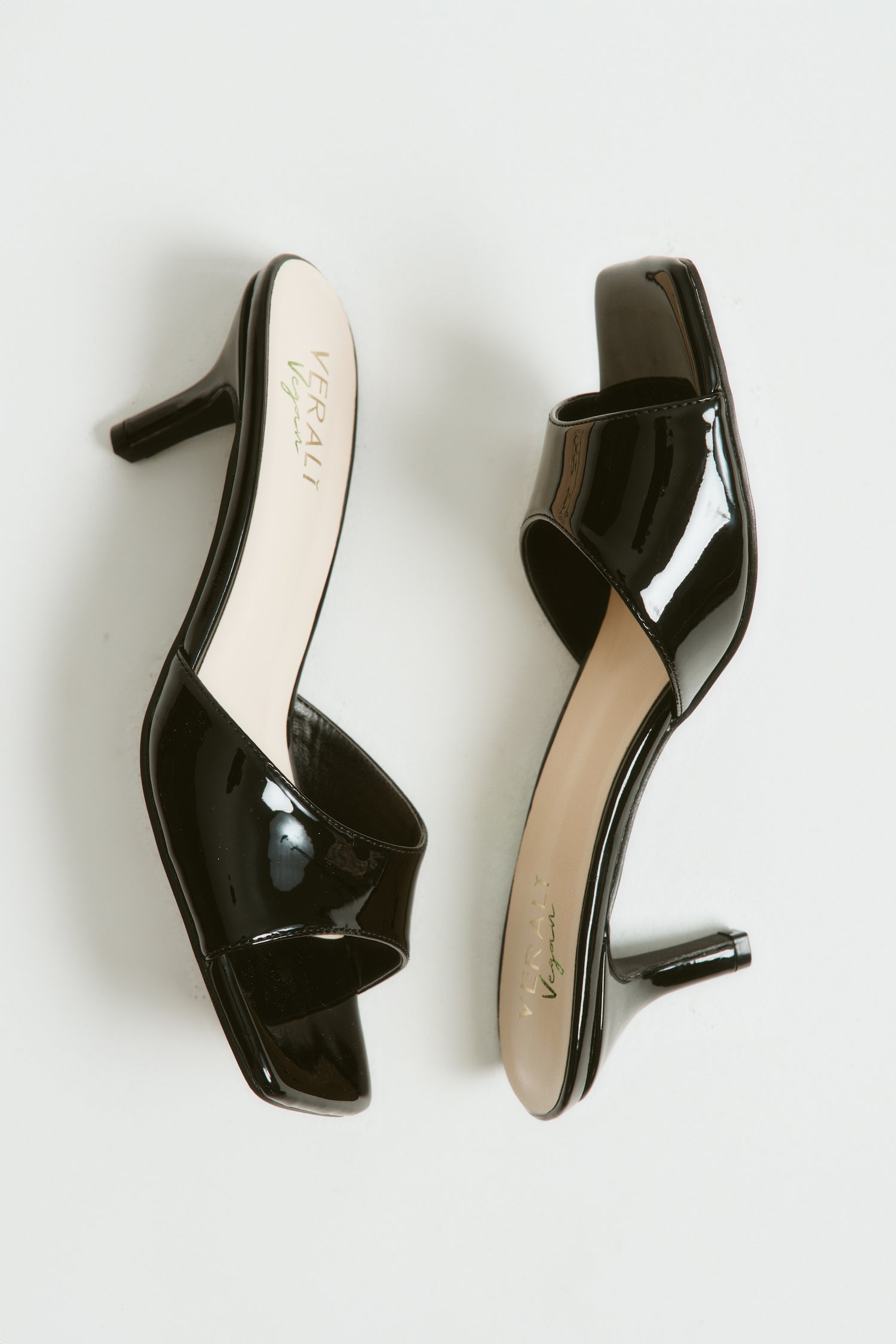 Taylor Kitten Heel Mules - Black Patent