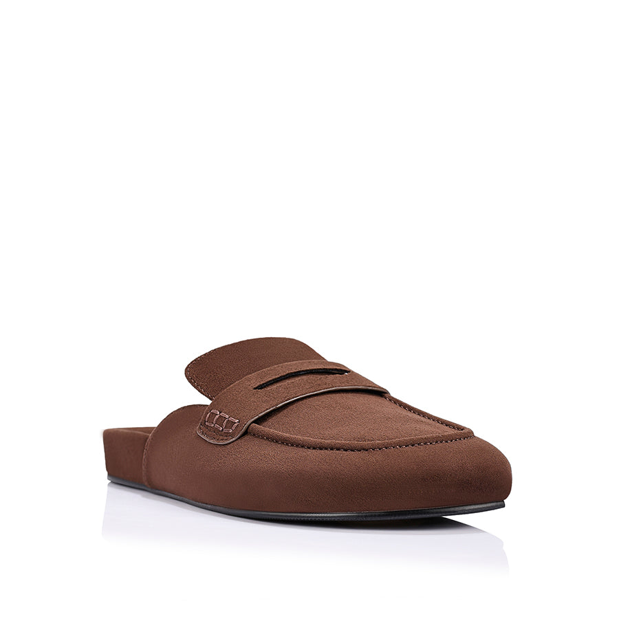 Terrance Loafer Mules - Chocolate Brown Micro