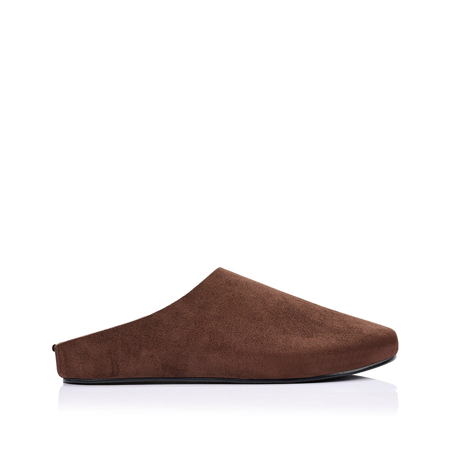 Terry Closed Toe Mules - Chocolate Brown Micro