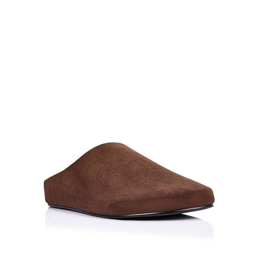 Terry Closed Toe Mules - Chocolate Brown Micro