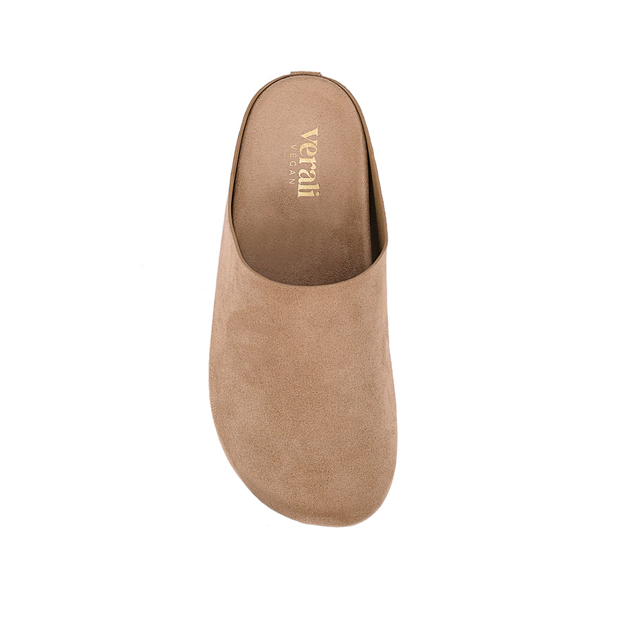 Terry Closed Toe Mules - Taupe Micro