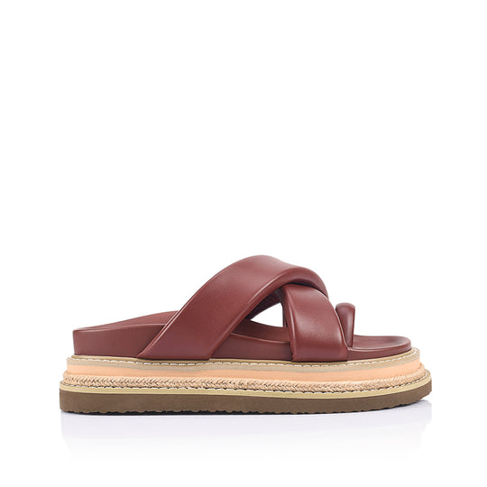 Thelma Flatform Slides - Berry Red – Verali Shoes