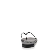 Women's black flat slide on thong