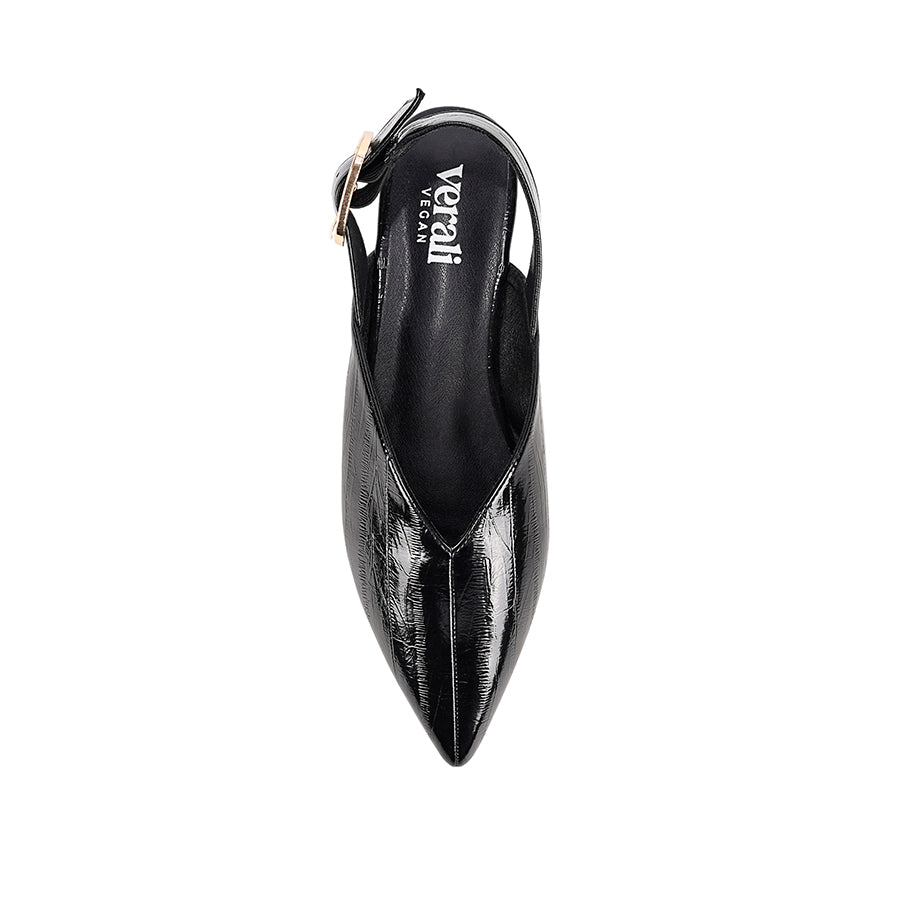Indy Sling Back Flats - Black Eel