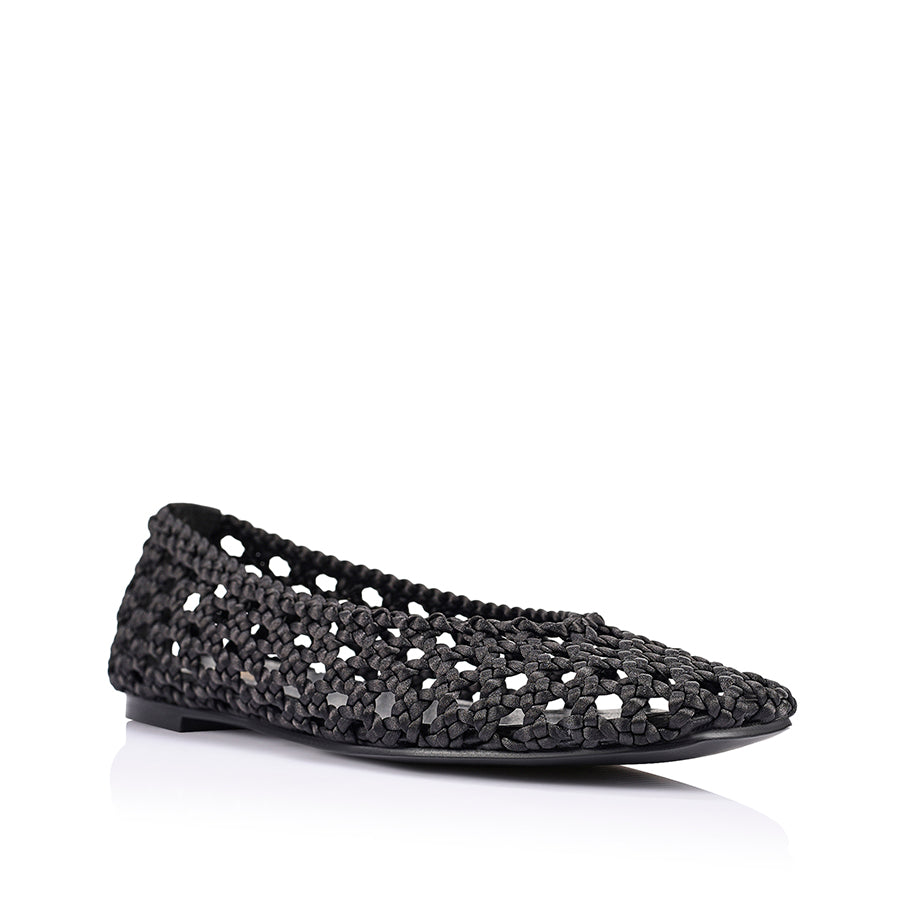 Evan Woven Ballet Flats - Black
