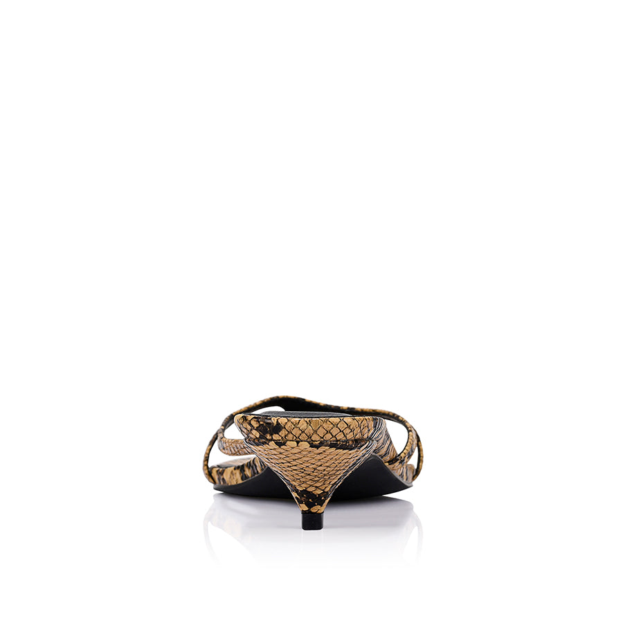 Farrah Kitten Heel Thongs - Brown Snake