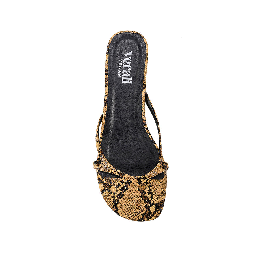 Farrah Kitten Heel Thongs - Brown Snake