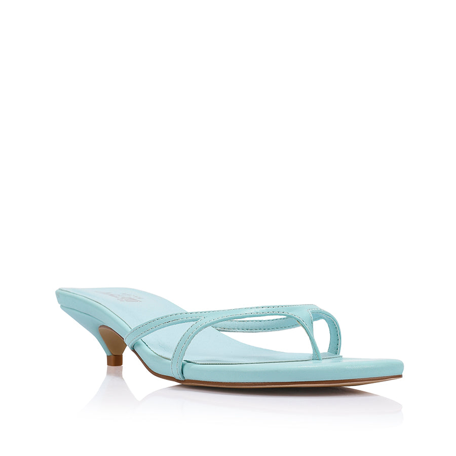 Farrah Kitten Heel Thongs - Turquoise