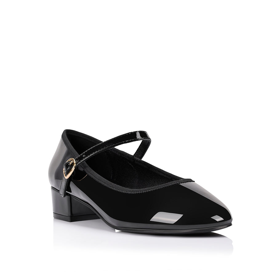 Micah Mary-Jane Block Heels - Black Patent