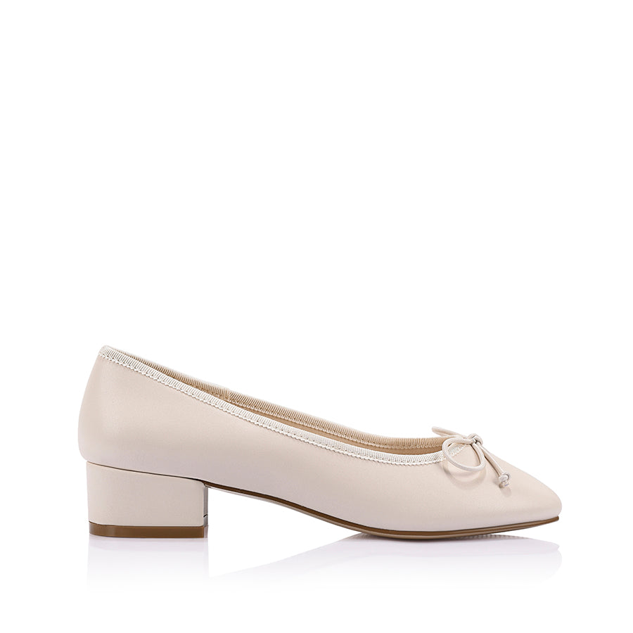 Minnie Ballet Block Heels - Bone White