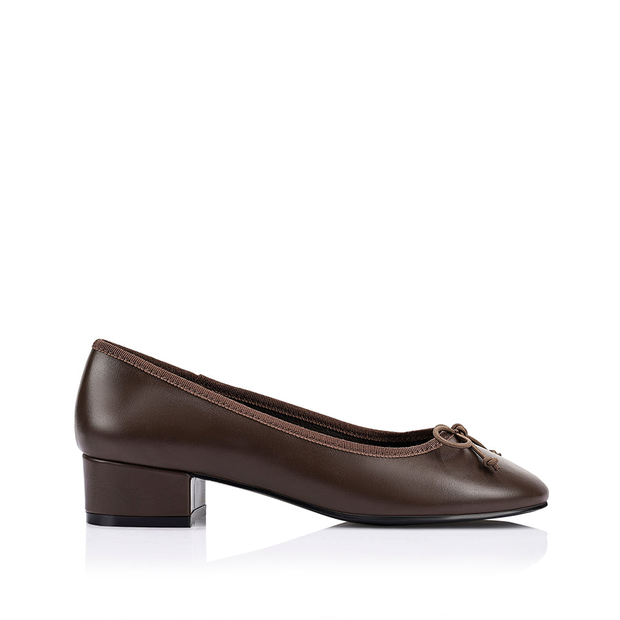 Minnie Ballet Block Heels - Chocolate Brown