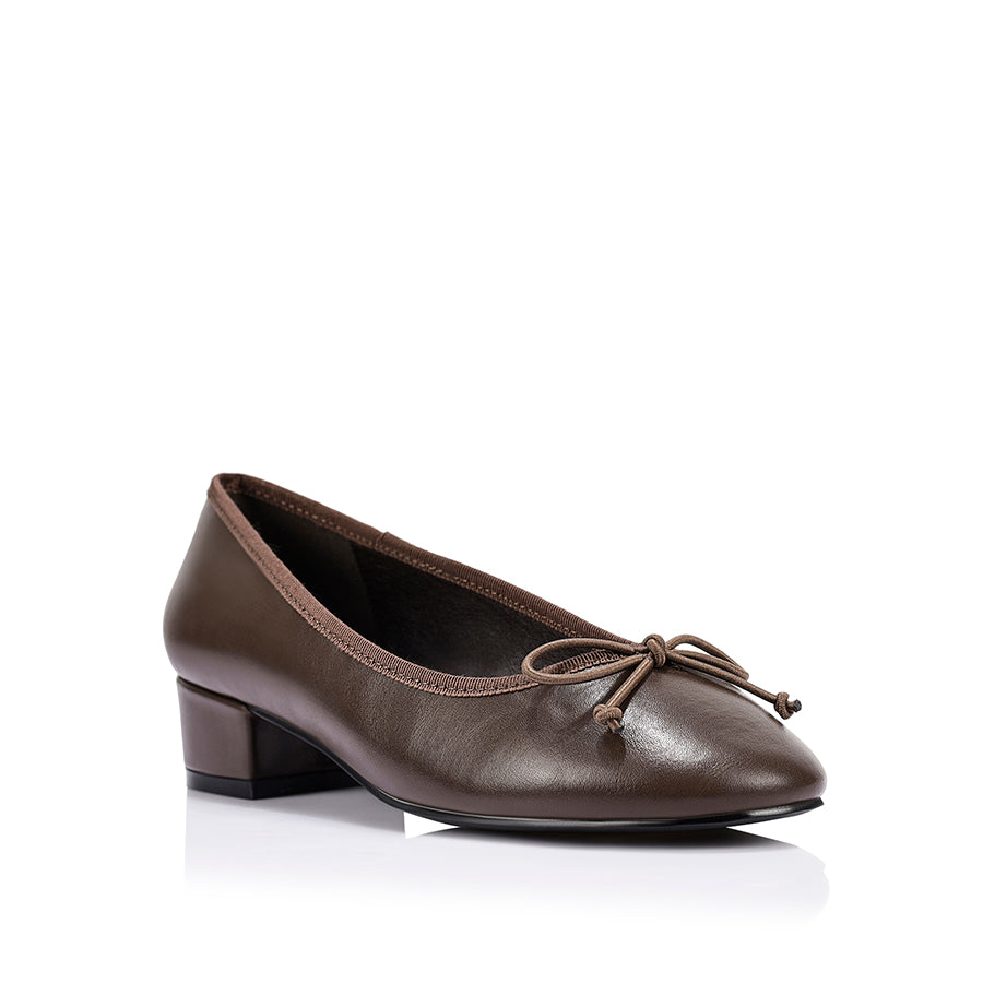 Minnie Ballet Block Heels - Chocolate Brown
