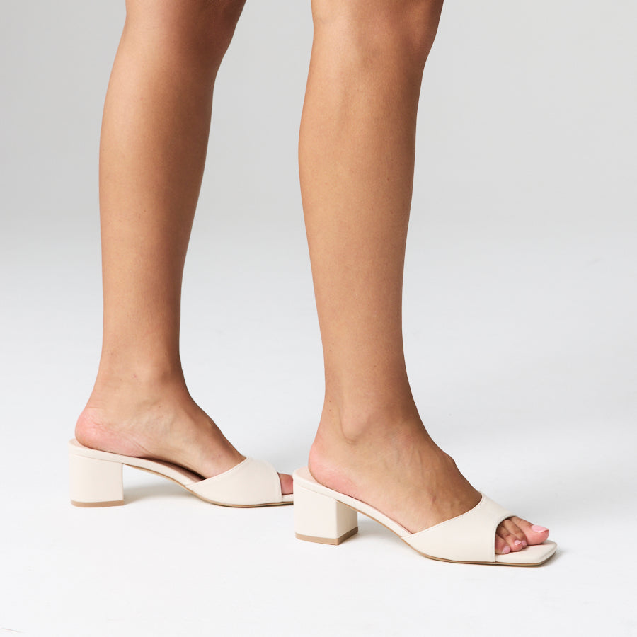 Wednesday Block Heel Mules - Bone White – Verali Shoes