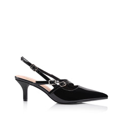 Women's black patent slingback high heels