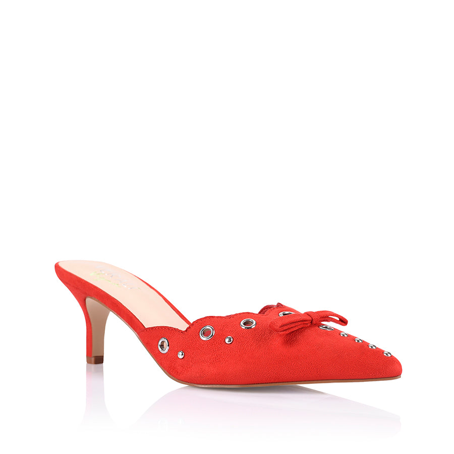 Fuzzy red heels on sale