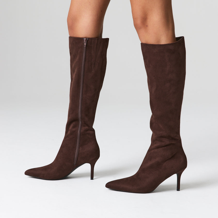 Bessie Tall Boots - Chocolate Brown Micro