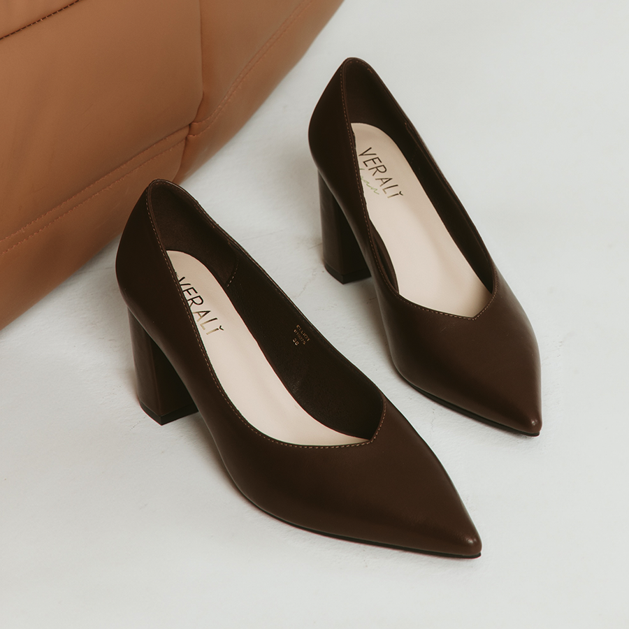 Elliot Block Heel Pumps - Chocolate Brown