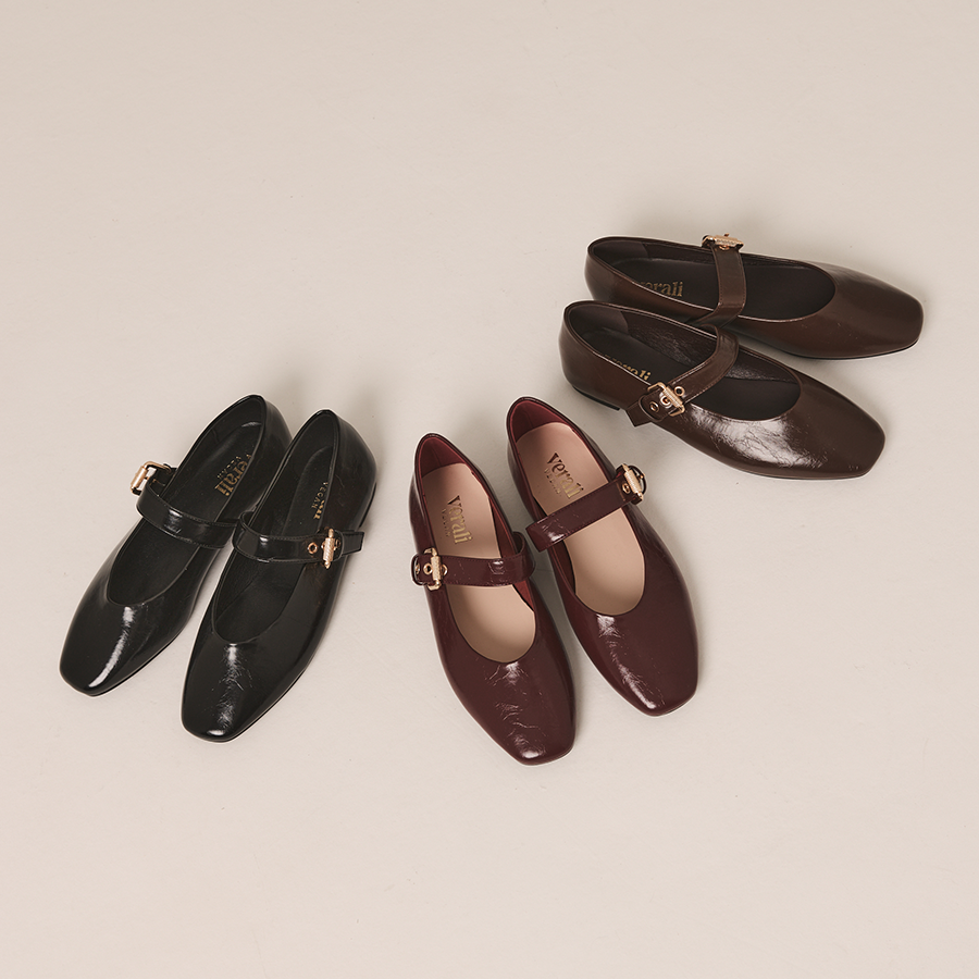 Europe Mary-Jane Flats - Chocolate Brown Micro