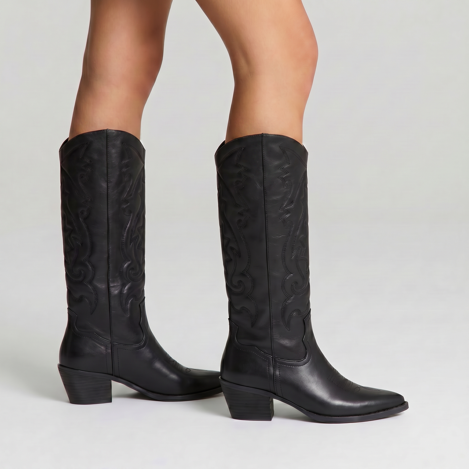 Bentley Cowboy Boots - Black Distressed