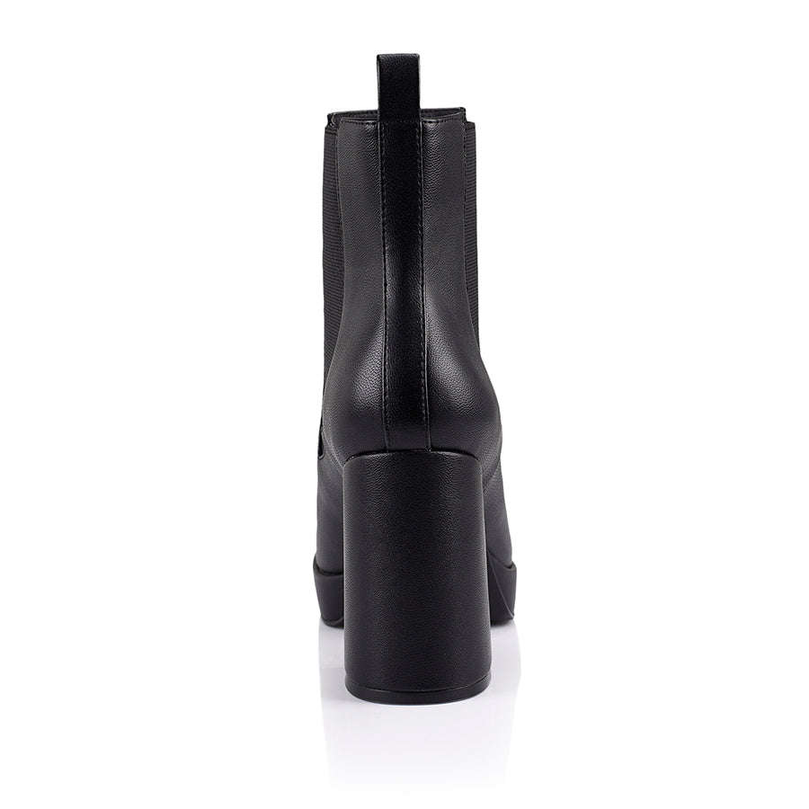 Ava Platform Ankle Boots - Black Smooth